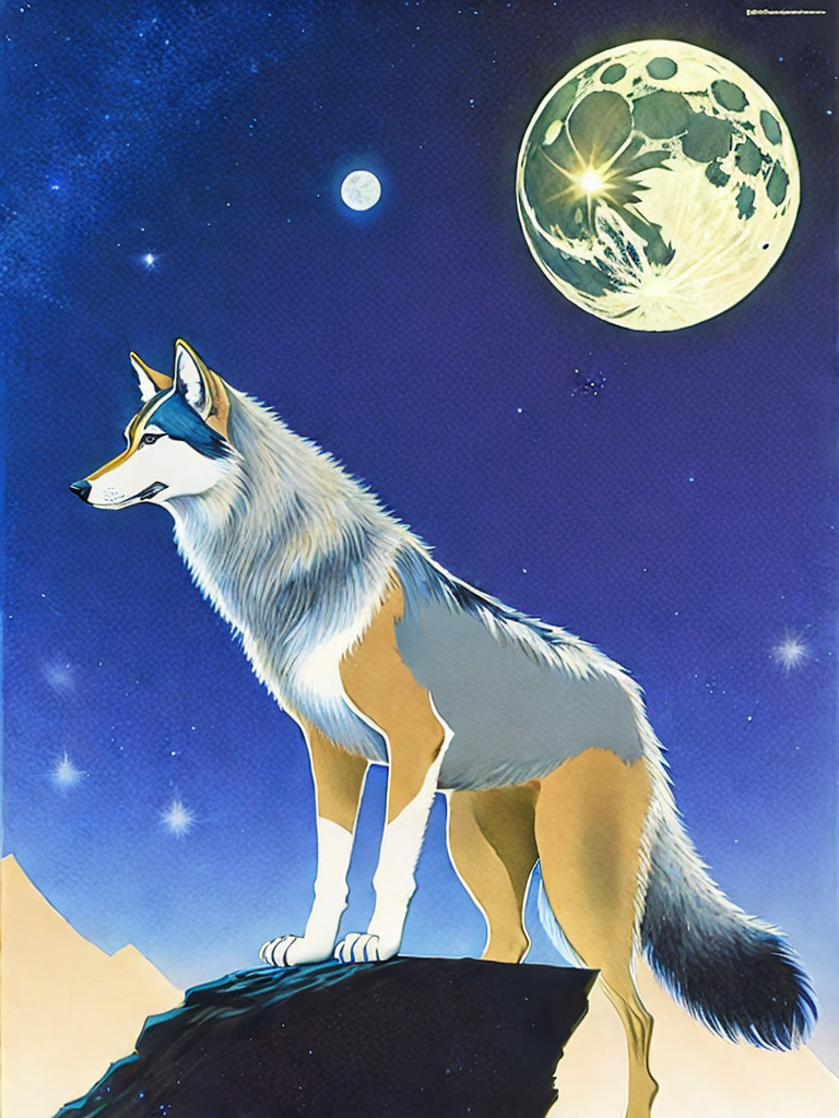 00808-3766815586-a painting of a wolf standing on a cliff with a full moon in the background by Ralph Bakshi.png